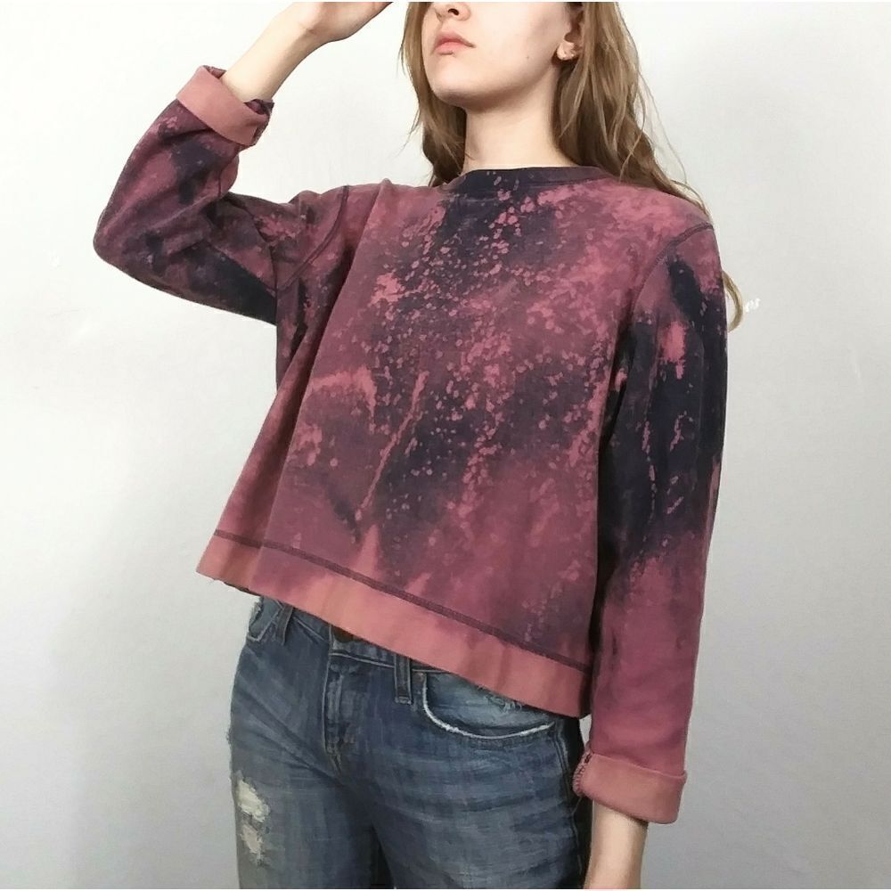 Custom Hand Bleach Dyed Long Sleeve Thermal Shirt